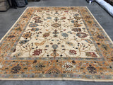 Contemporary Oushak Style Area Rug in Gold and Ivory