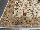 Contemporary Oushak Style Area Rug in Gold and Ivory