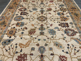 Contemporary Oushak Style Area Rug in Gold and Ivory