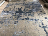 Steel Blue and Beige Abstract Area Rug