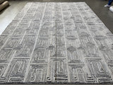 Cream and Charcoal Maze Area Rug