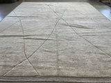 Grey Crossed Lines Wool Area Rug