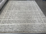 Ivory and Charcoal Geometric Design Area Rug