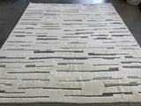 Cream and Grey Contemporary Wool Area Rug