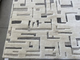Cream and Grey Contemporary Wool Area Rug