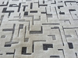 Cream and Grey Contemporary Wool Area Rug