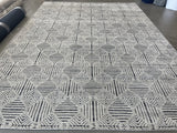 Ivory and Charcoal Geometric Pattern Area Rug