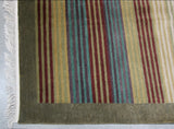 Multi-Color Indian Stripe Wool Area Rug