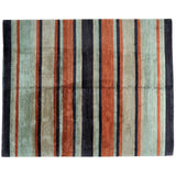 Charcoal and Rust Indian Wool Stripe Rug