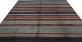 Charcoal and Rust Indian Wool Stripe Rug