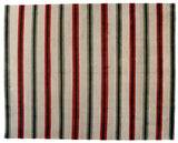 Red, Teal and Beige Stripe Area Rug
