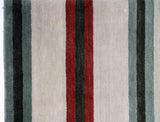 Red, Teal and Beige Stripe Area Rug