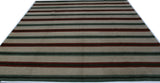 Red, Teal and Beige Stripe Area Rug