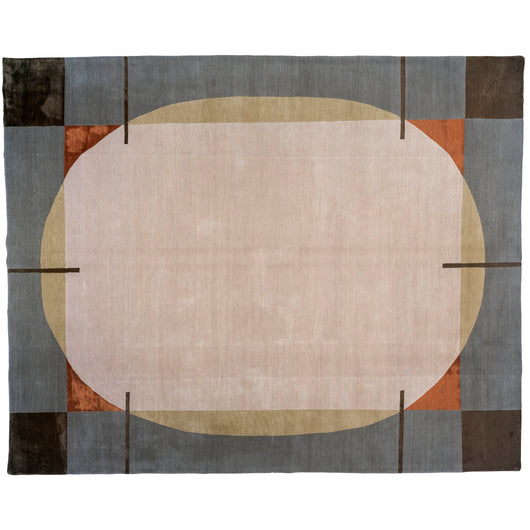 Contemporary Shapes Wool and Silk Area Rug