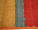 Red, Gold and Blue Kilim Look Tibetan Design Rug