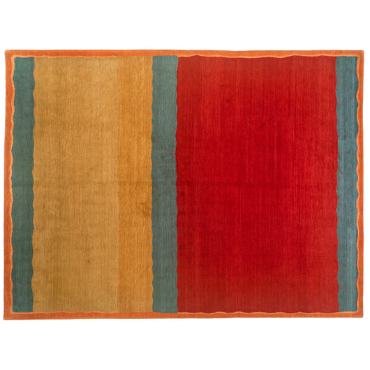 Red, Gold and Blue Kilim Look Tibetan Design Rug