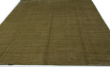 Green, Gold and Beige Stripe Wool Area Rug