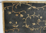 Black and Gold Floral Wool and Silk Area Rug