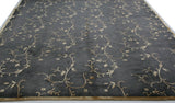 Black and Gold Floral Wool and Silk Area Rug