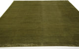 Green Ribbed Wool Area Rug