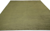 Green Ribbed Wool Area Rug