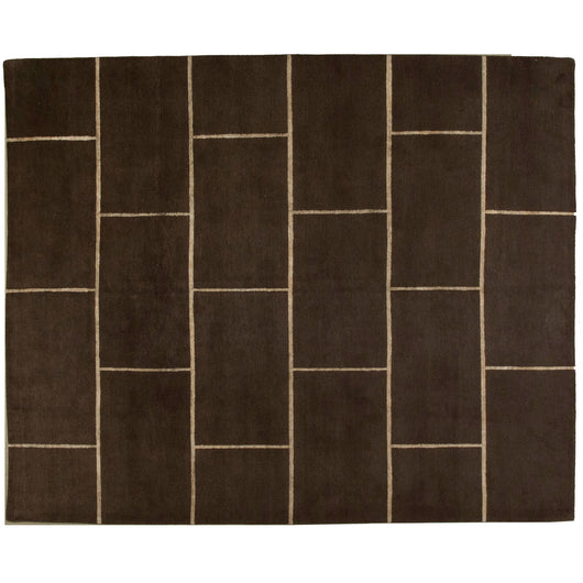 Chocolate Brick  Wool and Silk Rug
