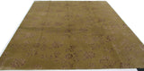 Gold Floral Wool and Silk Area Rug