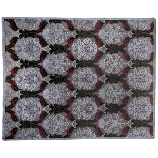 Dark Gray Damask-Look Area Rug