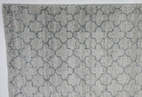 Silver and Grey Quatrefoil Design Wool Area Rug