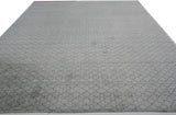 Silver and Grey Quatrefoil Design Wool Area Rug