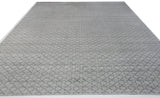 Silver and Grey Quatrefoil Design Wool Area Rug