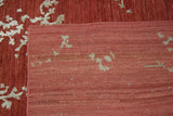 Floral High Low Red Wool Area Rug