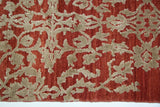 Floral High Low Red Wool Area Rug