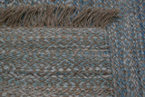 Blue, Brown and Ivory Contemporary Hemp Rug
