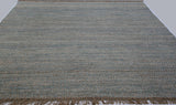 Blue, Brown and Ivory Contemporary Hemp Rug