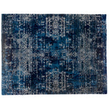 Blue and Silver High Low Area Rug