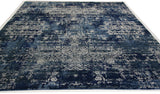 Blue and Silver High Low Area Rug