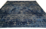 Blue and Silver High Low Area Rug