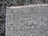 Charcoal and Blue Geometric Pattern Rug