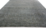 Charcoal and Blue Geometric Pattern Rug