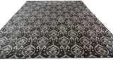 Charcoal and Silver Damask Design Area Rug