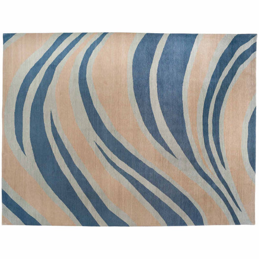Blue Wave Wool Area Rug