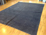 Blue Floral Stencil Design Wool and Silk Area Rug