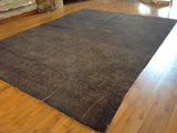 Blue Floral Stencil Design Wool and Silk Area Rug