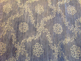 Silver Blue Floral Stencil Design Wool and Silk Rug
