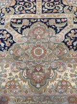 Beige and Black Agra Design Wool Area Rug