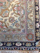 Beige and Black Agra Design Wool Area Rug