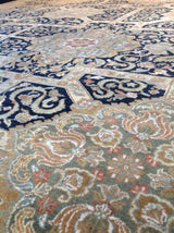 Beige and Black Agra Design Wool Area Rug