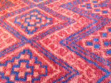 Red and Blue Folk Art Style Area Rug
