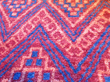 Red and Blue Folk Art Style Area Rug